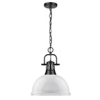 Golden Lighting Duncan Yep By Golden Lighting Duncan 1-light 14in Chain Hung Pendant In Aged Brass And White Shade