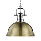 Golden Lighting Duncan Yep By Golden Lighting Duncan 1-light 14in Chain Hung Pendant In Aged Brass