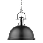 Golden Lighting Duncan Yep By Golden Lighting Duncan 1-light 14in Chain Hung Pendant In Aged Brass And Matte Black Shade