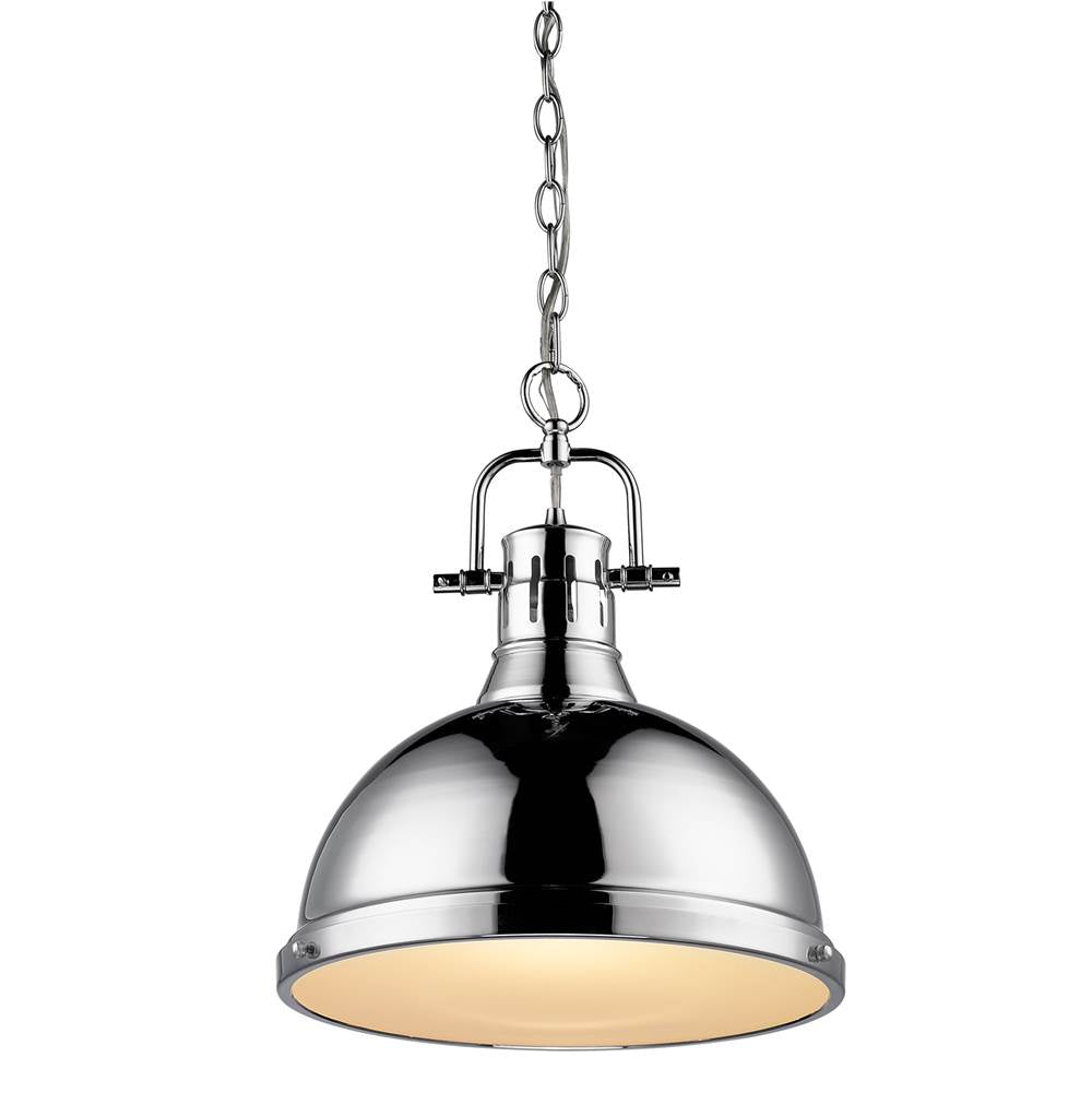 Golden Lighting 3602-L CH-CH Chrome Yep By Golden Lighting Duncan 1-light 14in Chain Hung Pendant In Chrome Image 2