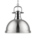 Golden Lighting Duncan Yep By Golden Lighting Duncan 1-light 14in Chain Hung Pendant In Aged Brass And Pewter Shade