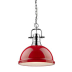 Golden Lighting Duncan Yep By Golden Lighting Duncan 1-light 14in Chain Hung Pendant In Matte Black And Red Shade