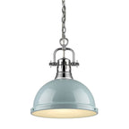 Golden Lighting Duncan Yep By Golden Lighting Duncan 1-light 14in Chain Hung Pendant In Aged Brass And Seafoam Shade