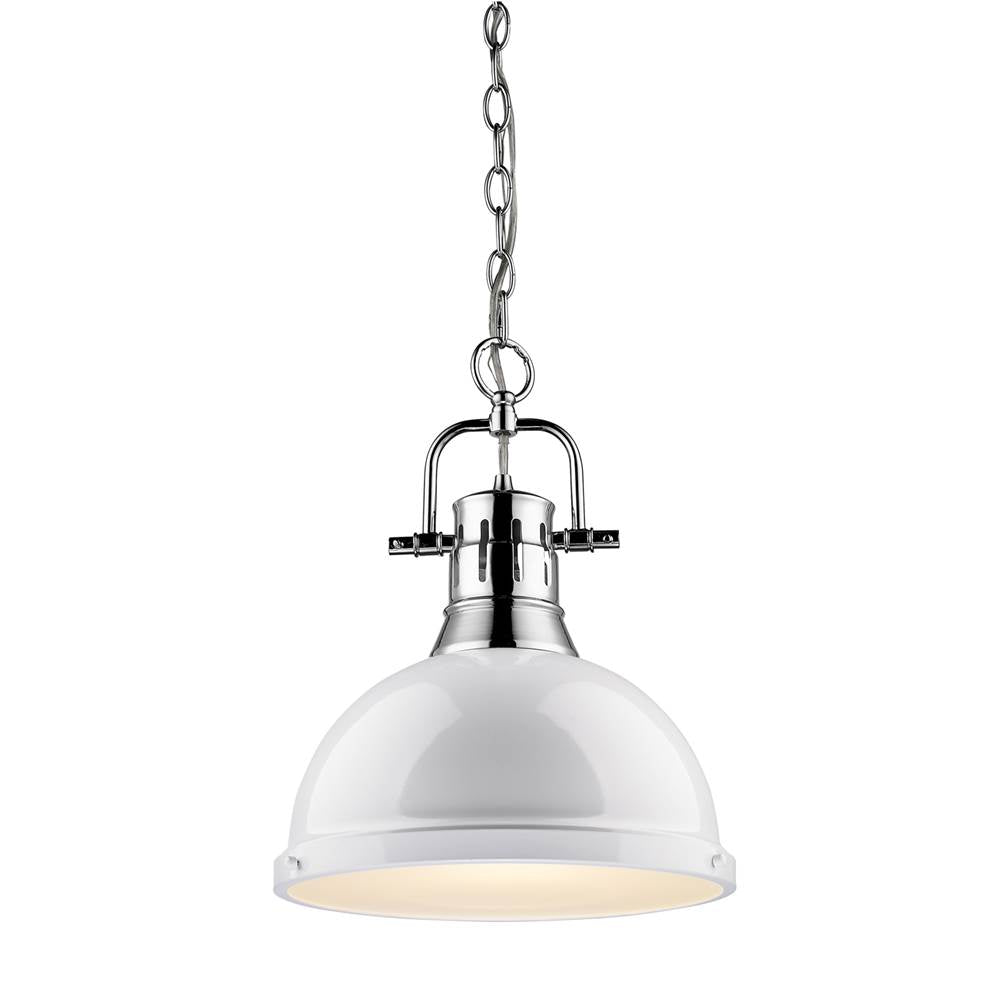 Golden Lighting Duncan Yep By Golden Lighting Duncan 1-light 14in Chain Hung Pendant In Aged Brass And White Shade