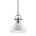 Golden Lighting Duncan Yep By Golden Lighting Duncan 1-light 14in Chain Hung Pendant In Aged Brass And White Shade
