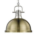 Golden Lighting Duncan Yep By Golden Lighting Duncan 1-light 14in Chain Hung Pendant In Aged Brass
