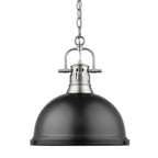 Golden Lighting Duncan Yep By Golden Lighting Duncan 1-light 14in Chain Hung Pendant In Aged Brass And Matte Black Shade