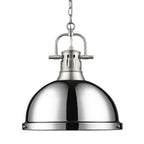 Golden Lighting Duncan Yep By Golden Lighting Duncan 1-light 14in Chain Hung Pendant In Aged Brass And Chrome Shade