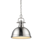 Golden Lighting Duncan Yep By Golden Lighting Duncan 1-light 14in Chain Hung Pendant In Aged Brass And Pewter Shade
