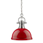 Golden Lighting Duncan Yep By Golden Lighting Duncan 1-light 14in Chain Hung Pendant In Matte Black And Red Shade