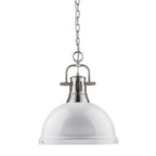 Golden Lighting Duncan Yep By Golden Lighting Duncan 1-light 14in Chain Hung Pendant In Aged Brass And White Shade