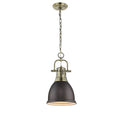 Golden Lighting 3602-S AB-RBZ Aged Brass Yep By Golden Lighting Duncan 1-light 9in Chain Hung Pendant In Aged Brass And Rubbed Bronze Shade Image 1