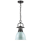 Golden Lighting Duncan Yep By Golden Lighting Duncan 1-light 9in Chain Hung Pendant In Aged Brass And Seafoam Shade