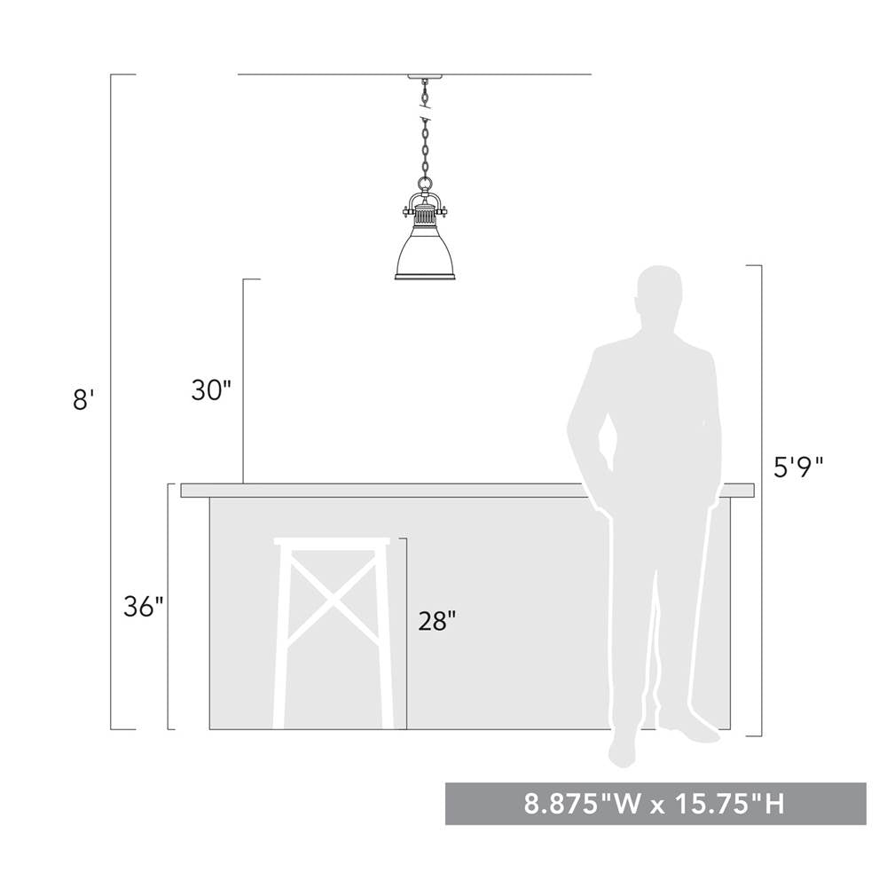 Golden Lighting 3602-S BLK-SF Matte Black Yep By Golden Lighting Duncan 1-light 9in Chain Hung Pendant In Matte Black And Seafoam Shade Image 2