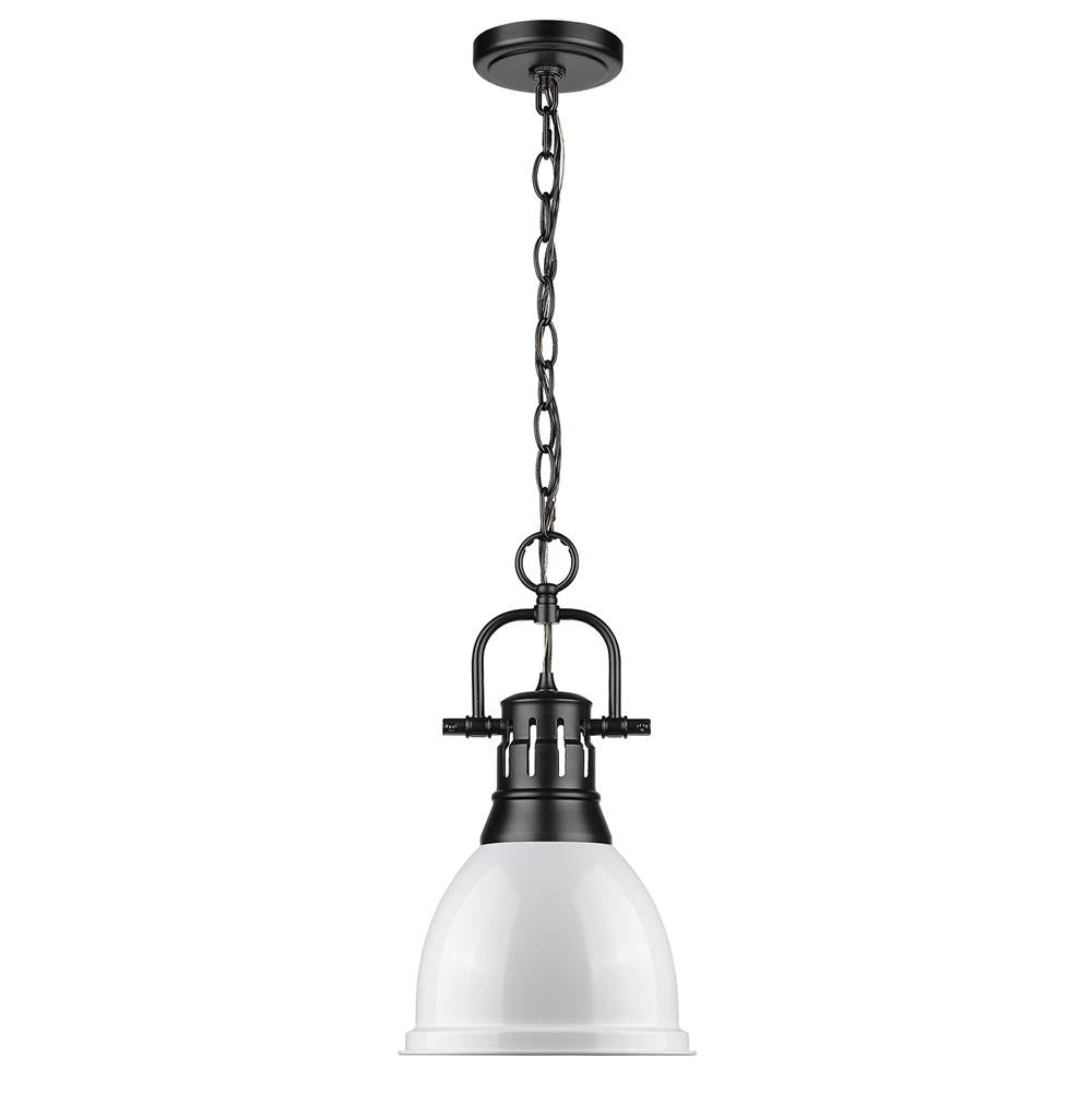Golden Lighting Duncan Yep By Golden Lighting Duncan 1-light 9in Chain Hung Pendant In Aged Brass And White Shade