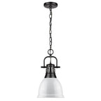 Golden Lighting Duncan Yep By Golden Lighting Duncan 1-light 9in Chain Hung Pendant In Aged Brass And White Shade