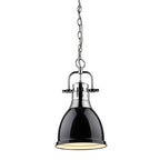 Golden Lighting Duncan Yep By Golden Lighting Duncan 1-light 9in Chain Hung Pendant In Aged Brass And Black Shade