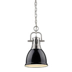 Golden Lighting Duncan Yep By Golden Lighting Duncan 1-light 9in Chain Hung Pendant In Aged Brass And Black Shade
