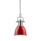 Golden Lighting Duncan Yep By Golden Lighting Duncan 1-light 9in Chain Hung Pendant In Matte Black And Red Shade