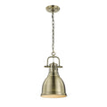 Golden Lighting 3602-S AB-AB Aged Brass Yep By Golden Lighting Duncan 1-light 9in Chain Hung Pendant In Aged Brass Image 1