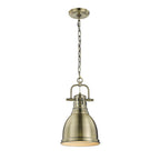 Golden Lighting 3602-S AB-AB Aged Brass Yep By Golden Lighting Duncan 1-light 9in Chain Hung Pendant In Aged Brass Image 1