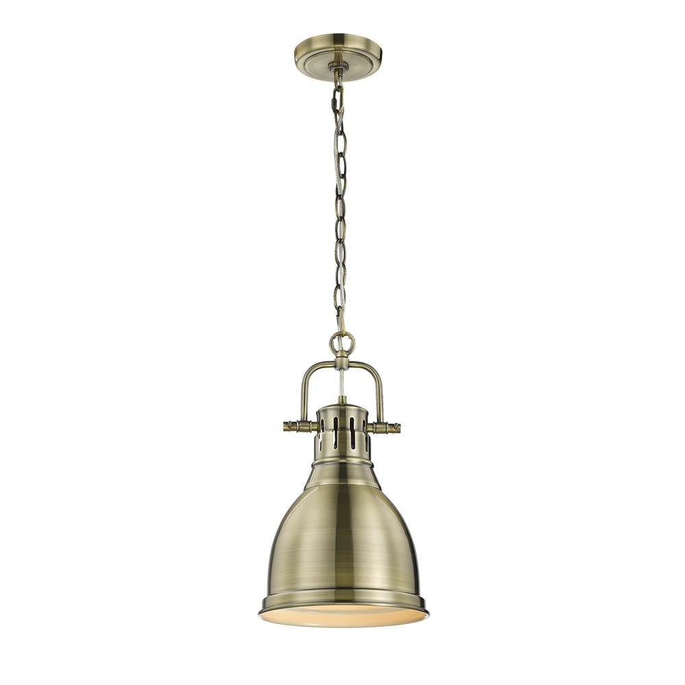 Golden Lighting 3602-S AB-AB Aged Brass Yep By Golden Lighting Duncan 1-light 9in Chain Hung Pendant In Aged Brass Image 1