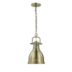 Golden Lighting Duncan Yep By Golden Lighting Duncan 1-light 9in Chain Hung Pendant In Aged Brass