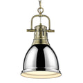 Golden Lighting 3602-S AB-CH Aged Brass Yep By Golden Lighting Duncan 1-light 9in Chain Hung Pendant In Aged Brass And Chrome Shade Image 1