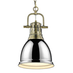 Golden Lighting 3602-S AB-CH Aged Brass Yep By Golden Lighting Duncan 1-light 9in Chain Hung Pendant In Aged Brass And Chrome Shade Image 1