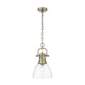 Golden Lighting 3602-S AB-CLR Aged Brass Yep By Golden Lighting Duncan 1-light 9in Chain Hung Pendant In Aged Brass And Clear Glass Image 1