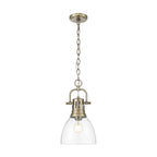 Golden Lighting 3602-S AB-CLR Aged Brass Yep By Golden Lighting Duncan 1-light 9in Chain Hung Pendant In Aged Brass And Clear Glass Image 1