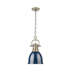 Golden Lighting 3602-S AB-NVY Aged Brass Yep By Golden Lighting Duncan 1-light 9in Chain Hung Pendant In Aged Brass And Navy Blue Shade Image 1