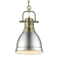 Golden Lighting 3602-S AB-PW Aged Brass Yep By Golden Lighting Duncan 1-light 9in Chain Hung Pendant In Aged Brass And Pewter Shade Image 1
