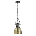 Golden Lighting Duncan Yep By Golden Lighting Duncan 1-light 9in Chain Hung Pendant In Aged Brass