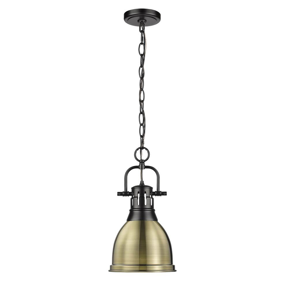 Golden Lighting Duncan Yep By Golden Lighting Duncan 1-light 9in Chain Hung Pendant In Aged Brass