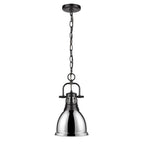 Golden Lighting Duncan Yep By Golden Lighting Duncan 1-light 9in Chain Hung Pendant In Aged Brass And Chrome Shade