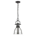 Golden Lighting Duncan Yep By Golden Lighting Duncan 1-light 9in Chain Hung Pendant In Aged Brass And Pewter Shade