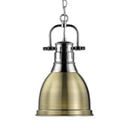 Golden Lighting Duncan Yep By Golden Lighting Duncan 1-light 9in Chain Hung Pendant In Aged Brass