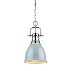 Golden Lighting Duncan Yep By Golden Lighting Duncan 1-light 9in Chain Hung Pendant In Aged Brass And Seafoam Shade