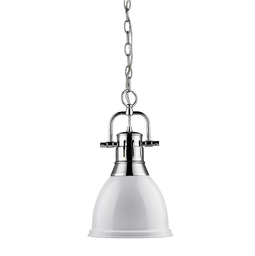 Golden Lighting Duncan Yep By Golden Lighting Duncan 1-light 9in Chain Hung Pendant In Aged Brass And White Shade