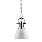 Golden Lighting Duncan Yep By Golden Lighting Duncan 1-light 9in Chain Hung Pendant In Aged Brass And White Shade
