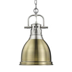 Golden Lighting Duncan Yep By Golden Lighting Duncan 1-light 9in Chain Hung Pendant In Aged Brass