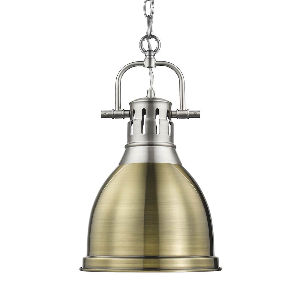 Golden Lighting Duncan Yep By Golden Lighting Duncan 1-light 9in Chain Hung Pendant In Aged Brass