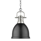 Golden Lighting Duncan Yep By Golden Lighting Duncan 1-light 9in Chain Hung Pendant In Aged Brass And Matte Black Shade