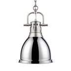 Golden Lighting Duncan Yep By Golden Lighting Duncan 1-light 9in Chain Hung Pendant In Aged Brass And Chrome Shade