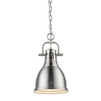 Golden Lighting Duncan Yep By Golden Lighting Duncan 1-light 9in Chain Hung Pendant In Aged Brass And Pewter Shade