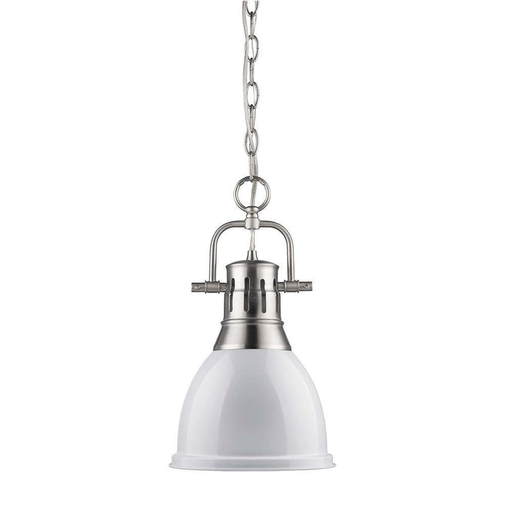 Golden Lighting Duncan Yep By Golden Lighting Duncan 1-light 9in Chain Hung Pendant In Aged Brass And White Shade