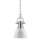 Golden Lighting Duncan Yep By Golden Lighting Duncan 1-light 9in Chain Hung Pendant In Aged Brass And White Shade