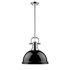 Golden Lighting Duncan Yep By Golden Lighting Duncan 1-light 14in Rod Hung Pendant In Aged Brass And Black Shade