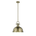 Golden Lighting 3604-L AB-AB Aged Brass Yep By Golden Lighting Duncan 1-light 14in Rod Hung Pendant In Aged Brass Image 1
